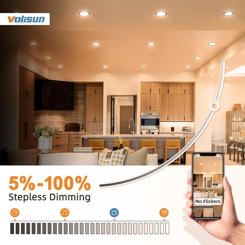 24 Pack 6" Dimmable LED Recessed Lights, 5CCT, 1080LM, ETL Certified gallery