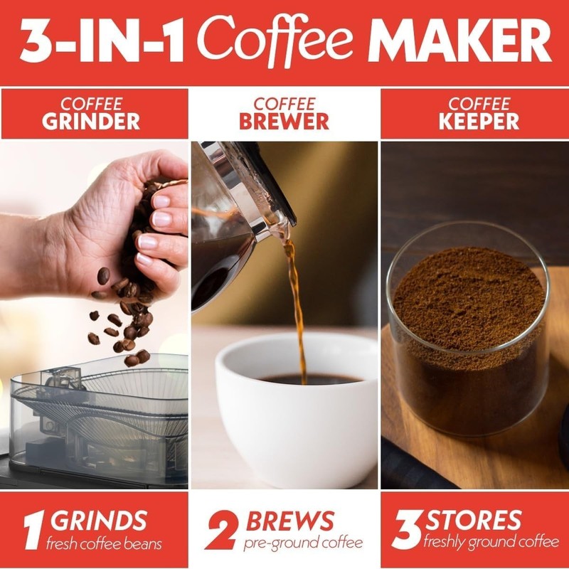Gourmia 10 Cup Grind & Brew Programmable Coffee Maker Burr Grinder Digital Black gallery