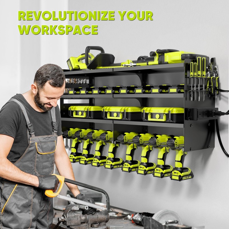 Large Power Tool Organizer Wall Mount with Charging Station,4 Layer Heavy Duty M gallery