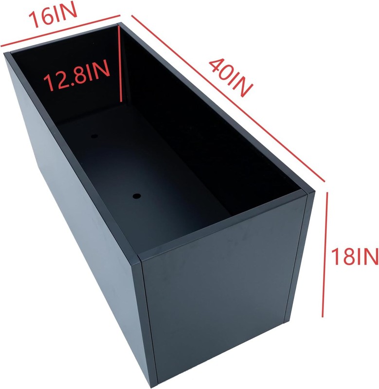 40x16x18 Inch Metal Large Rectangular Planter Black gallery