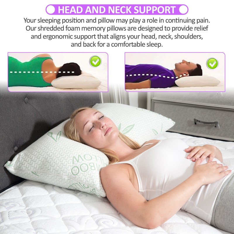 Elif Bamboo Pillows Adjustable Shredded Memory Foam Bed Pillows King or Queen gallery