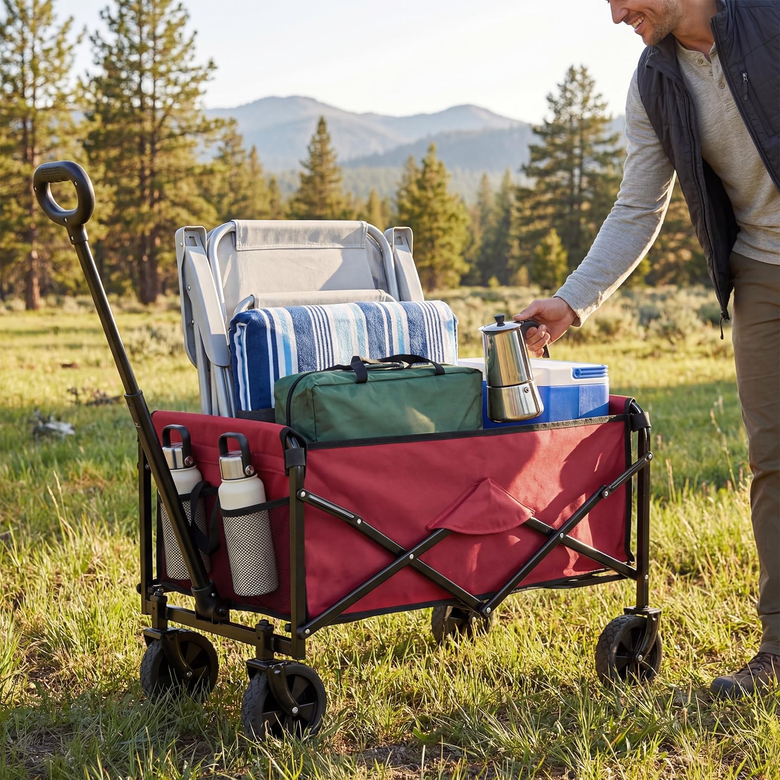 Best OLIXIS Collapsible Wagon 67L Compact Lightweight Utility Folding Cart with gallery