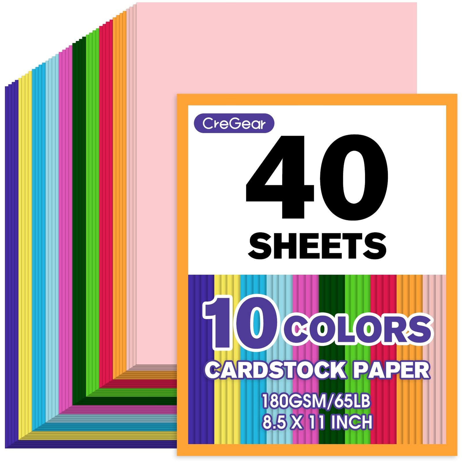 CreGear 40 Sheets Colored Cardstock Printer Paper 8.5 x 40 Sheets, [MULTI] gallery