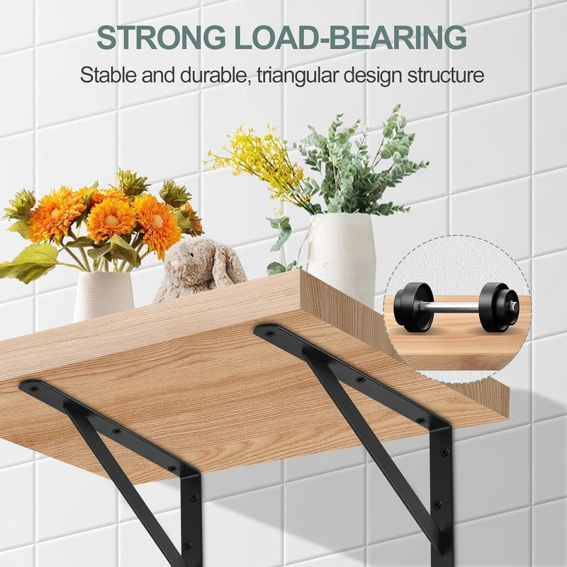 12 Pack Black Heavy Duty Shelf Brackets - 6x4 Inch gallery