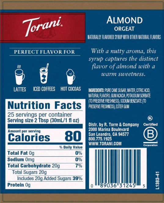 Torani Almond Orgeat Syrup ( 750mL ) | Premium Coffee & Cocktail Flavoring gallery