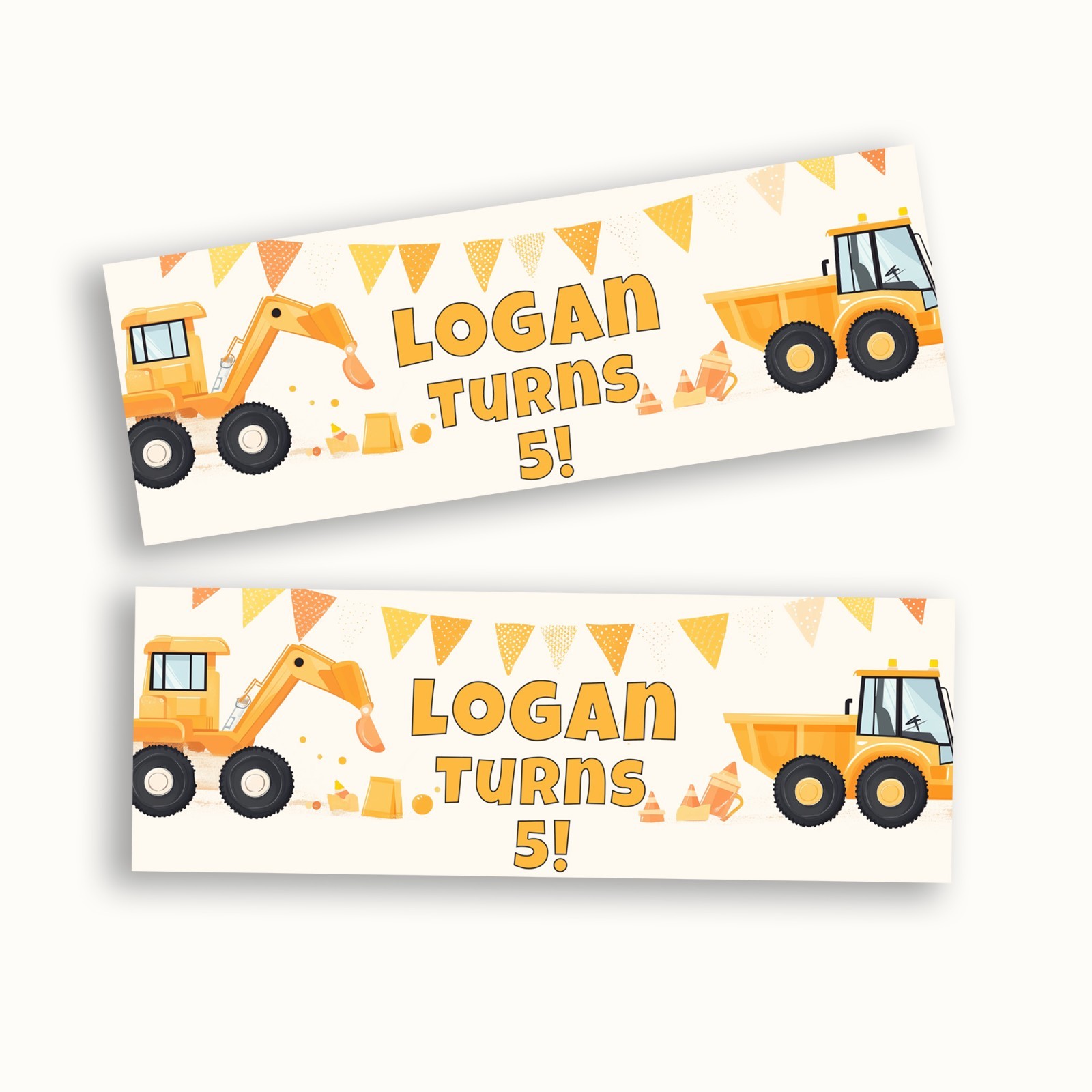 Construction Birthday Banner Diggers and Trucks Party Decor Custom Name Sign gallery