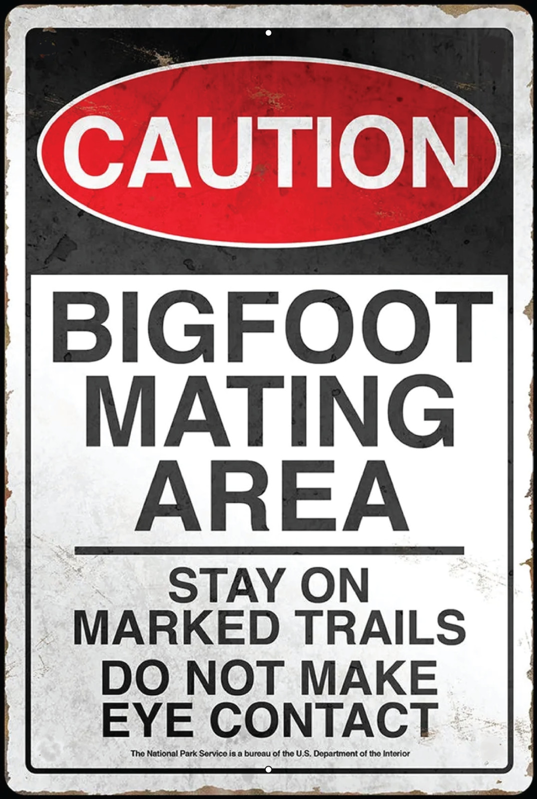 BIGFOOT MATING AREA CAUTION RUSTIC RETRO TIN METAL ALUMINUM SIGN 8 X 12 IN gallery