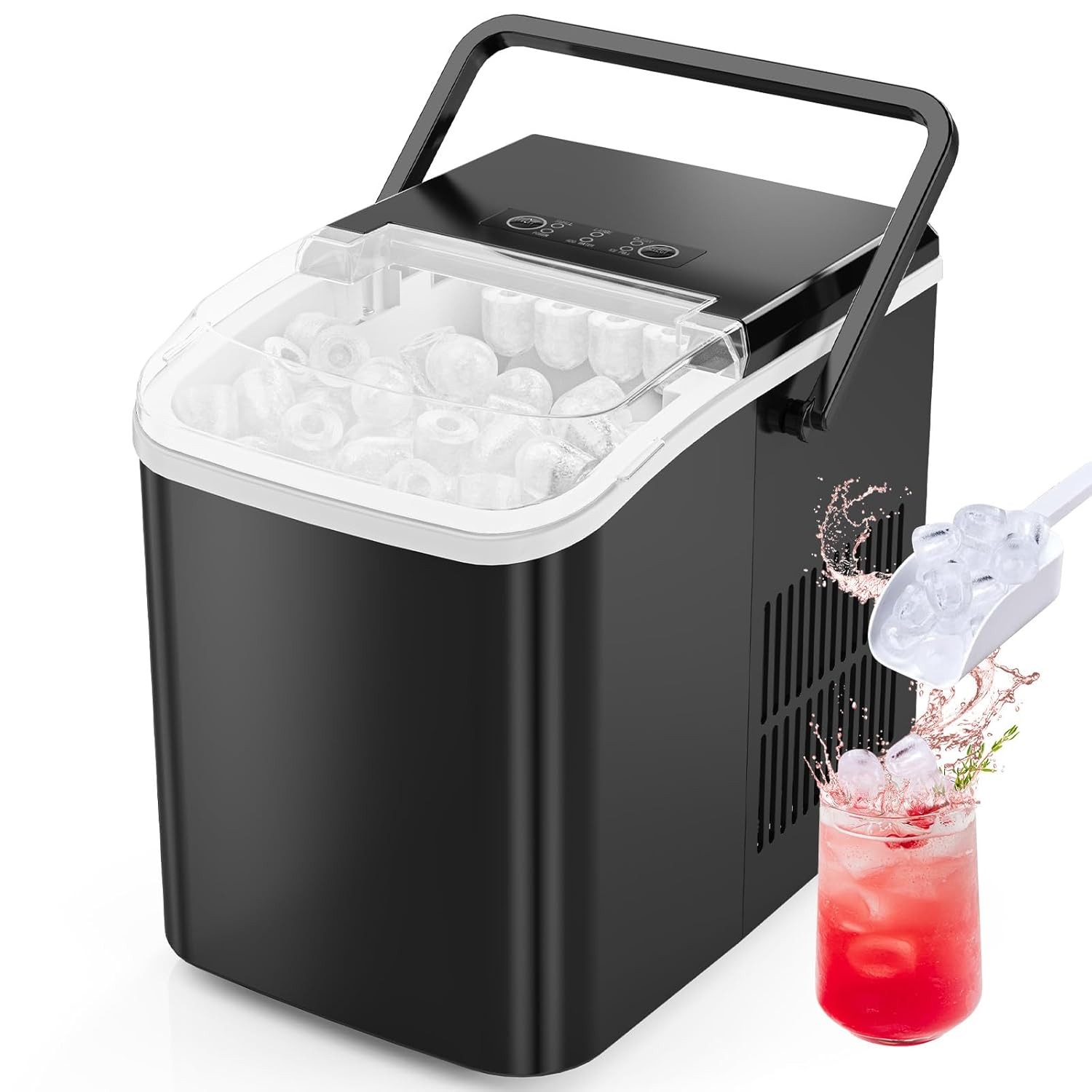 Portable Countertop Ice Maker Self Cleaning 26.5lbs/24H 9 Cubes in 6 Min w Scoop gallery