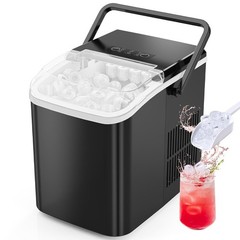 Portable Countertop Ice Maker Self Cleaning 26.5lbs/24H 9 Cubes in 6 Min w Scoop