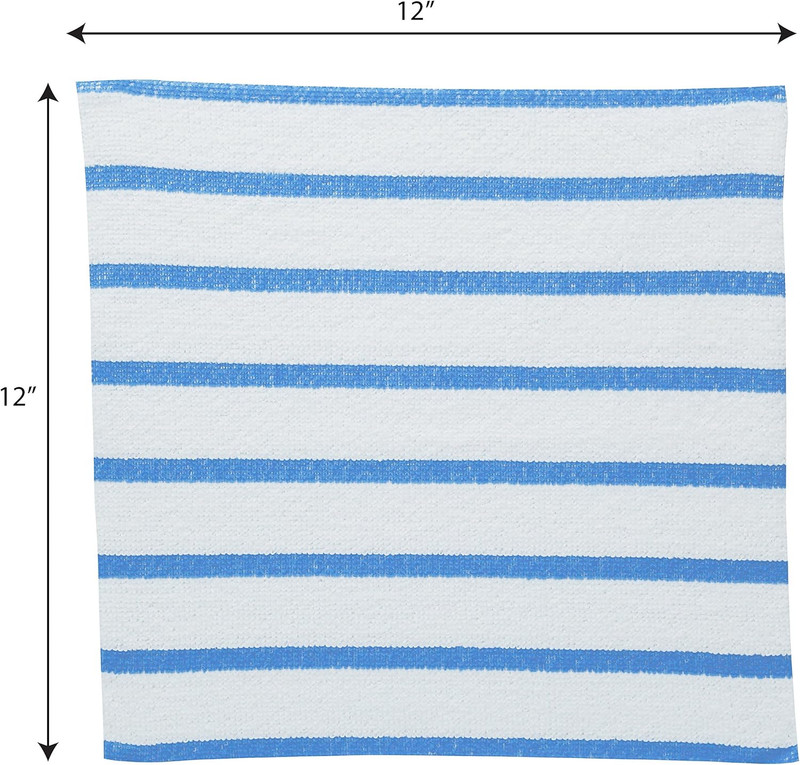 Bulk Edgeless Microfiber Cleaning Cloths, White and Blue Stripe, 50 Pack gallery