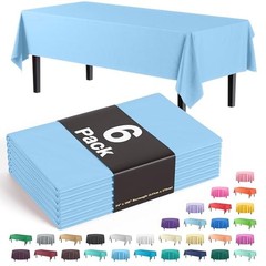 Exquisite 6-Pack Premium Plastic Tablecloth 54in. X108in. Rectangle Light Blue