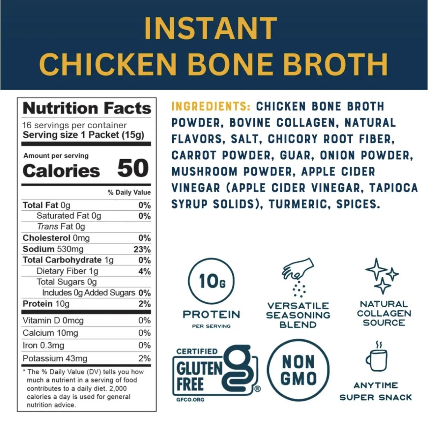 Bare Bones Chicken Broth Powder Sticks, 8 ct (4-Pack) - 32 Broth Sticks gallery