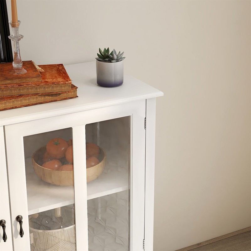Storage Cabinet Sideboard Kitchen Cabinet with Glass Doors and Bell Handle gallery