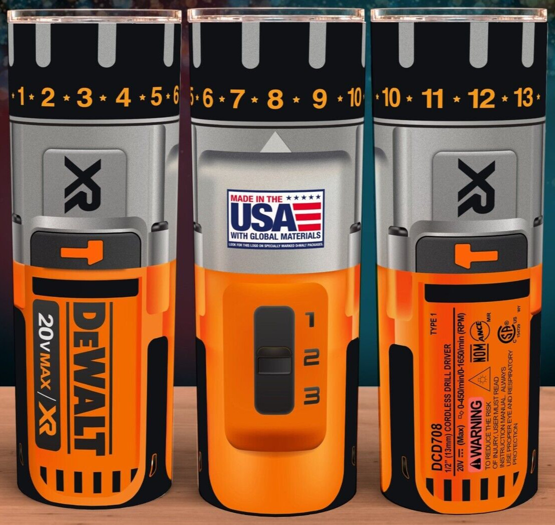 DeWALT 20V Max Power Drill Mechanic Orange Cup Mug Tumbler 20oz gallery