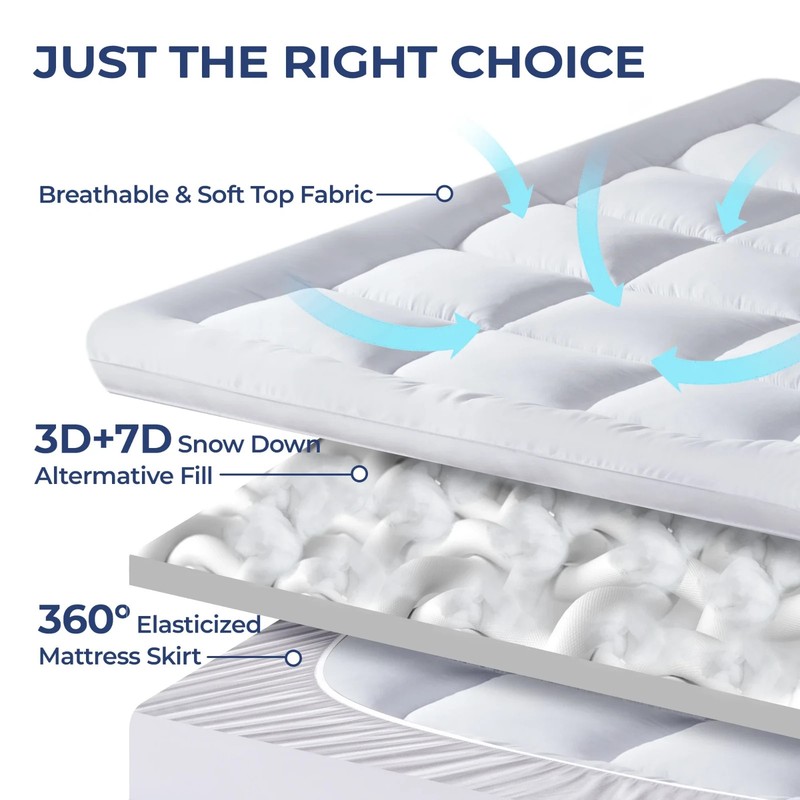 10CM Extra Thick Mattress Topper Cooling Mattress Pad Cover Pillow Top Protecor gallery