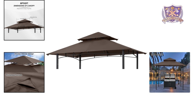 Replacement Canopy Top for Grill Gazebo Alloy Steel Polyester Water Resistant gallery