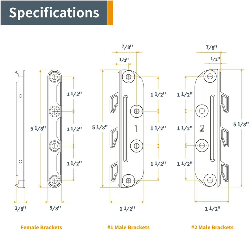 Surface Mounted Bed Rail Brackets 4PK, Bed Frame Hardware W/ Mounting Screws for gallery