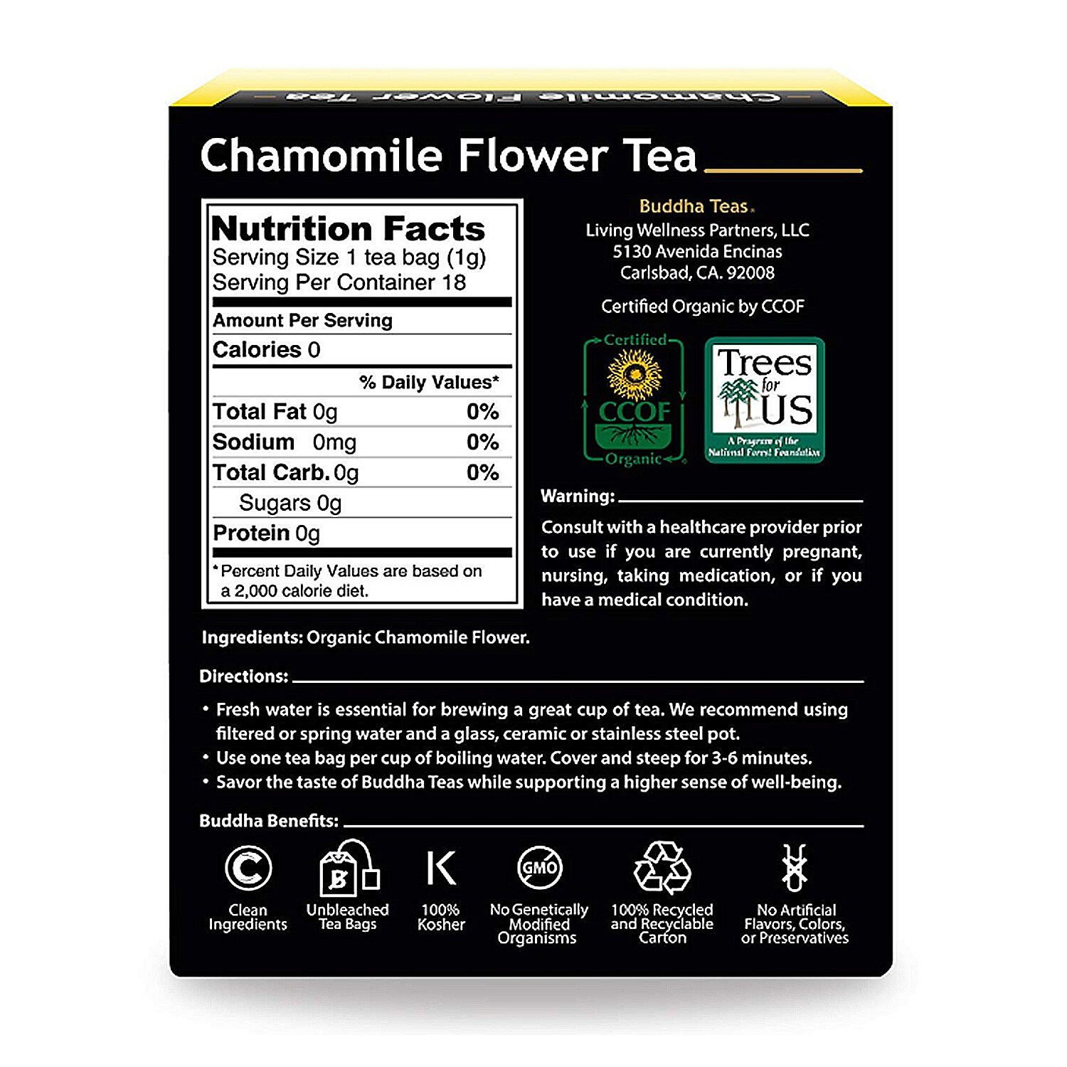 Buddha Teas Organic Chamomile Flower Tea, 18 Tea Bags gallery