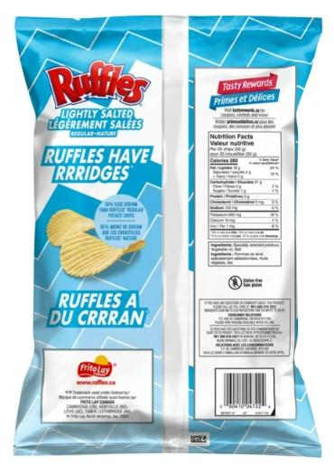 Ruffles Regular Lightly Salted Potato Chips, 200g gallery