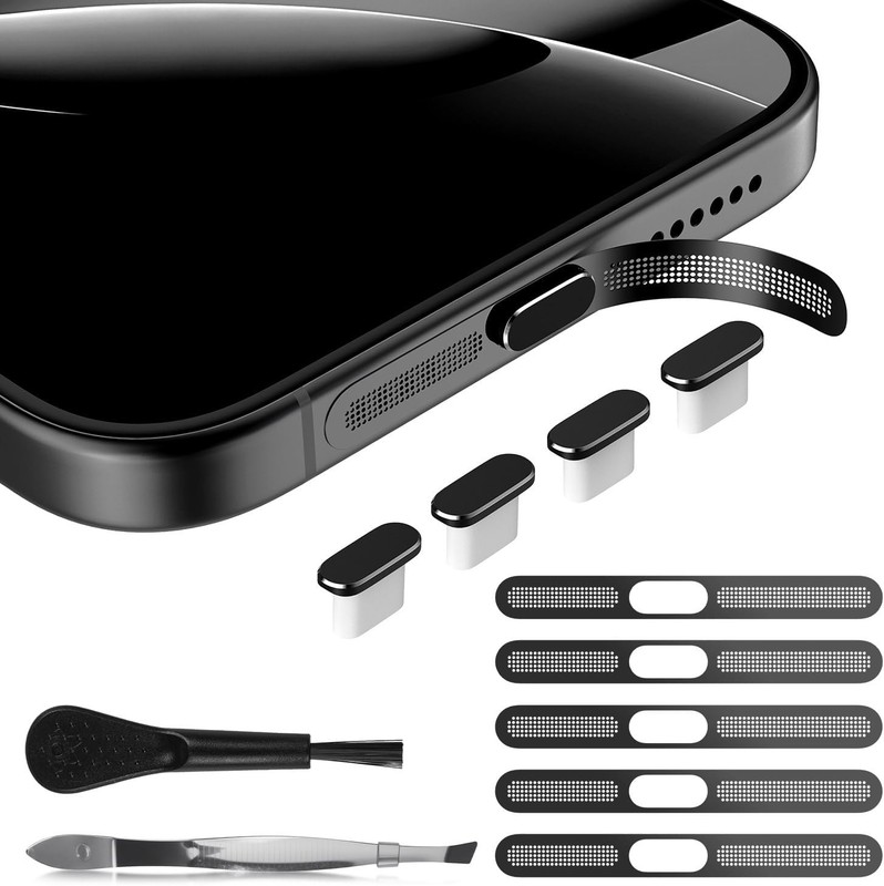 USB C Dust Plug, 5PCS Type C Charging Port Cover iPhone 15/16 Series, Black