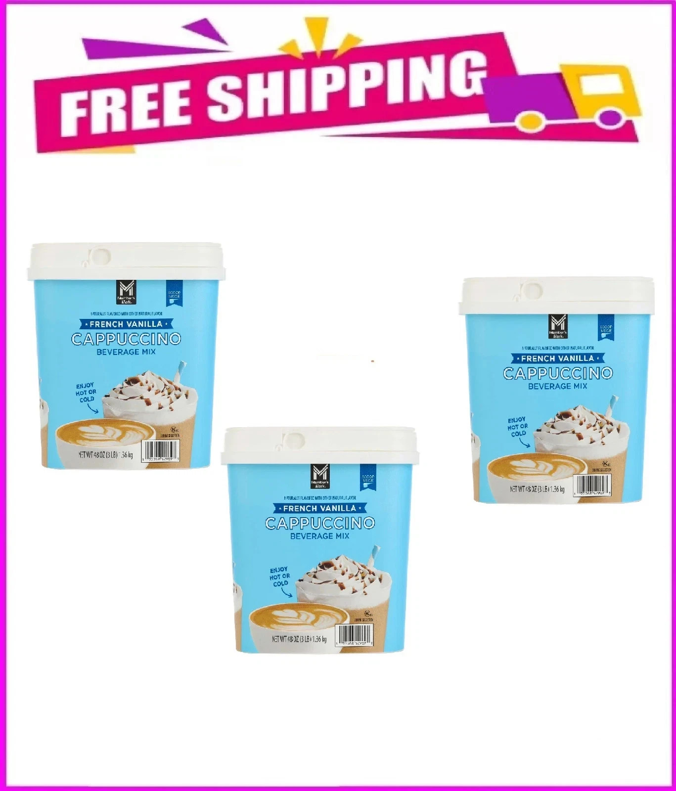 3 Pack - Member'S Mark French Vanilla Cappuccino Beverage Mix, 48 Oz. gallery