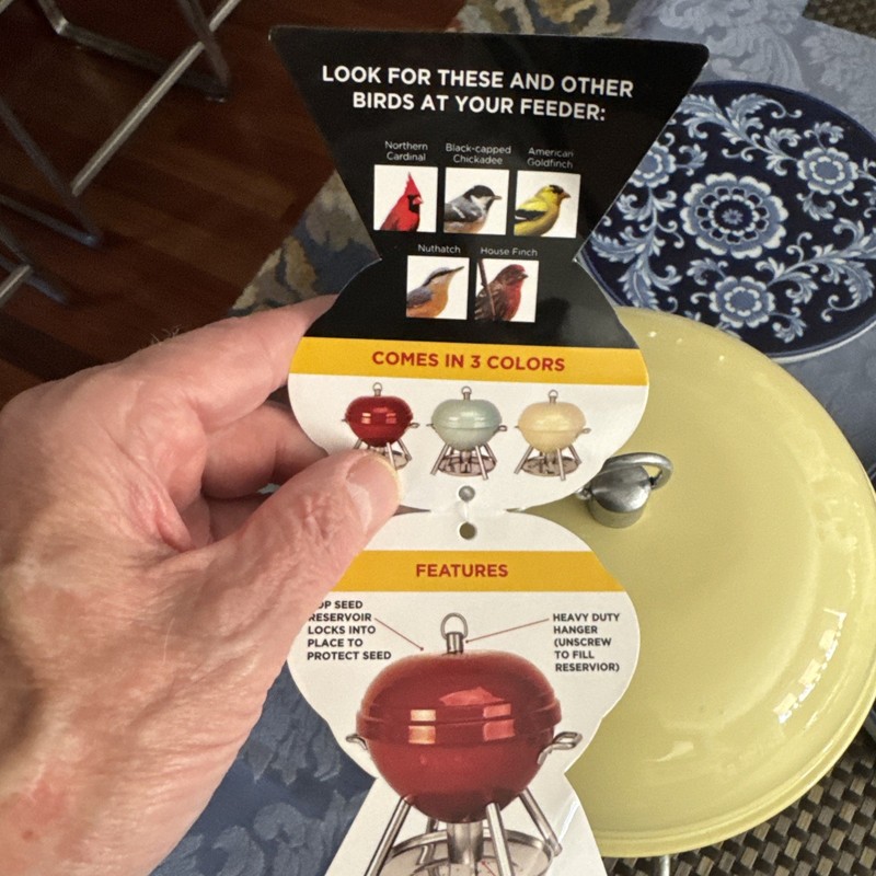 RARE Bird Feeder BBQ Kettle Grill Yellow Hanging Seed Metal Dad Gift Heavy Duty gallery