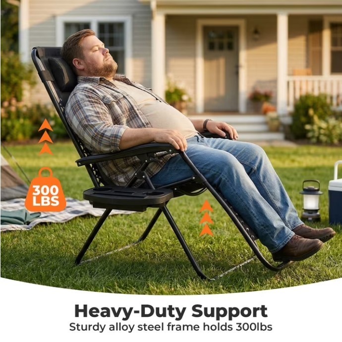 Alvantor 2-Pack Zero Gravity Lounge Chairs Folding Recliners w/ Cup Holder gallery