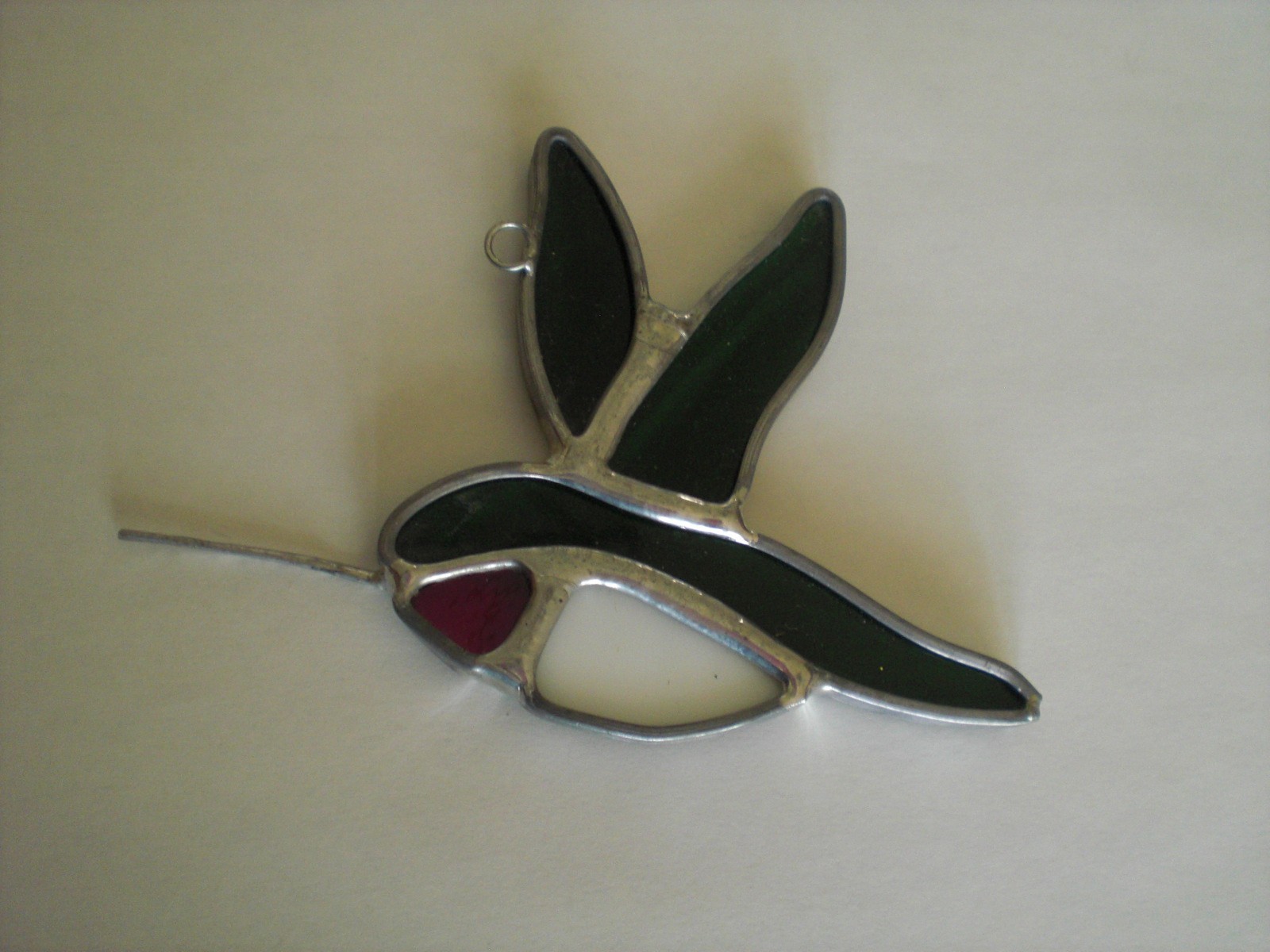 Stained Glass Hummingbird Suncatcher Green Whimsical Bird Window Ornament Garden gallery