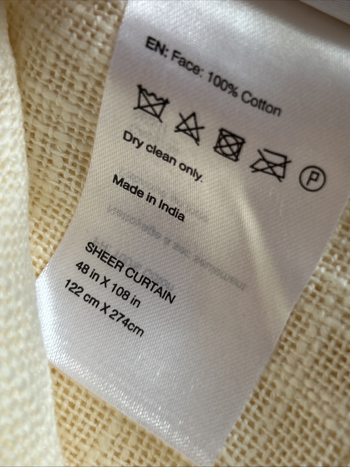 Quince 100% Cotton Light Filtering Textured Curtains Cream 48" x 108"- 2 Panel gallery