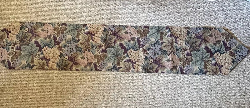 Fall Tapestry Table Runner Grapes & Leaves Burgundy Tassels 78” x 12 3/4” Estate gallery