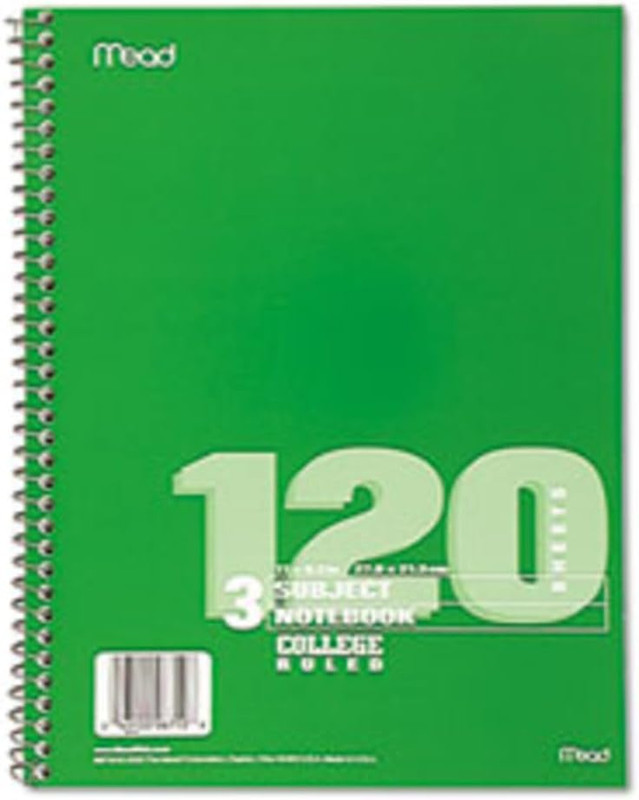 06622 Spiral Bound Notebook, Perforated, College Rule, 11 x 8, White, 100 Sheets gallery