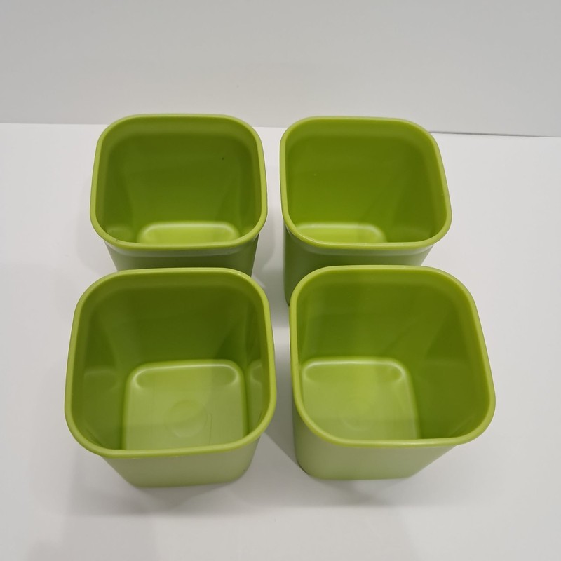 Tupperware Mini Stackable Containers Set of 4 Green 2oz 80mL No Lids gallery