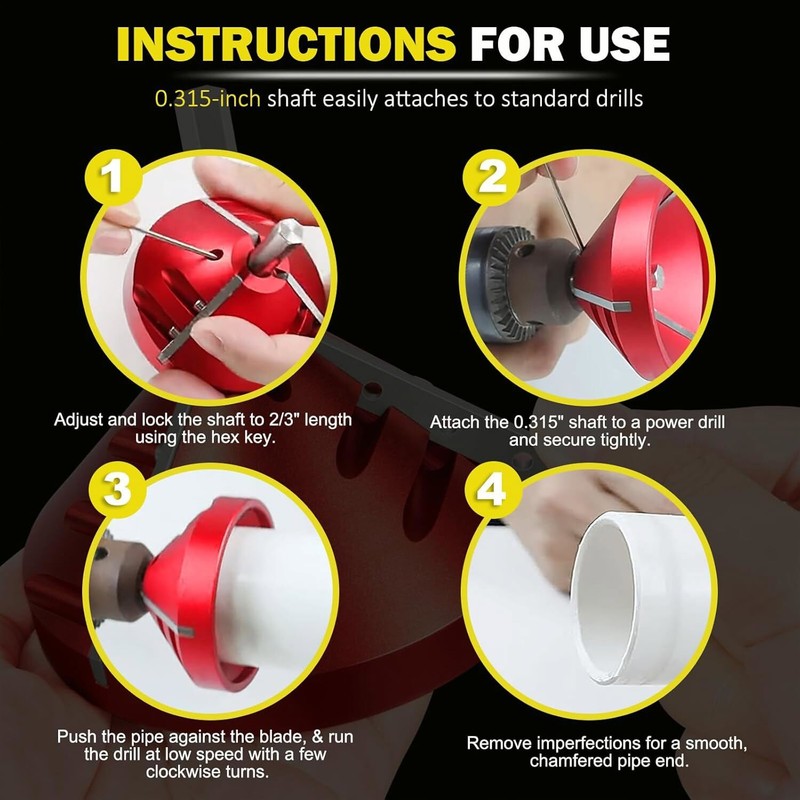 2 in-1 Inner-Outer Pipe Deburring, PVC Chamfer Tool for PVC CPVC ABS PP PE Pipes gallery