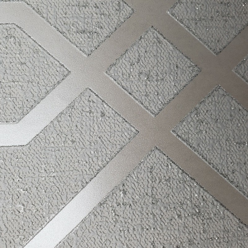 Wallpaper Silver gray white glitter textured roll geometric trellis quartz 3D gallery