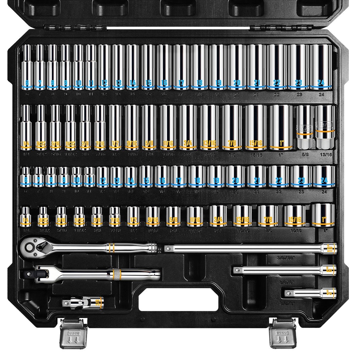 3/8-Inch Drive Socket Wrench Set, 76-Piece Metric (6-24mm) & SAE (1/4" to 1") gallery