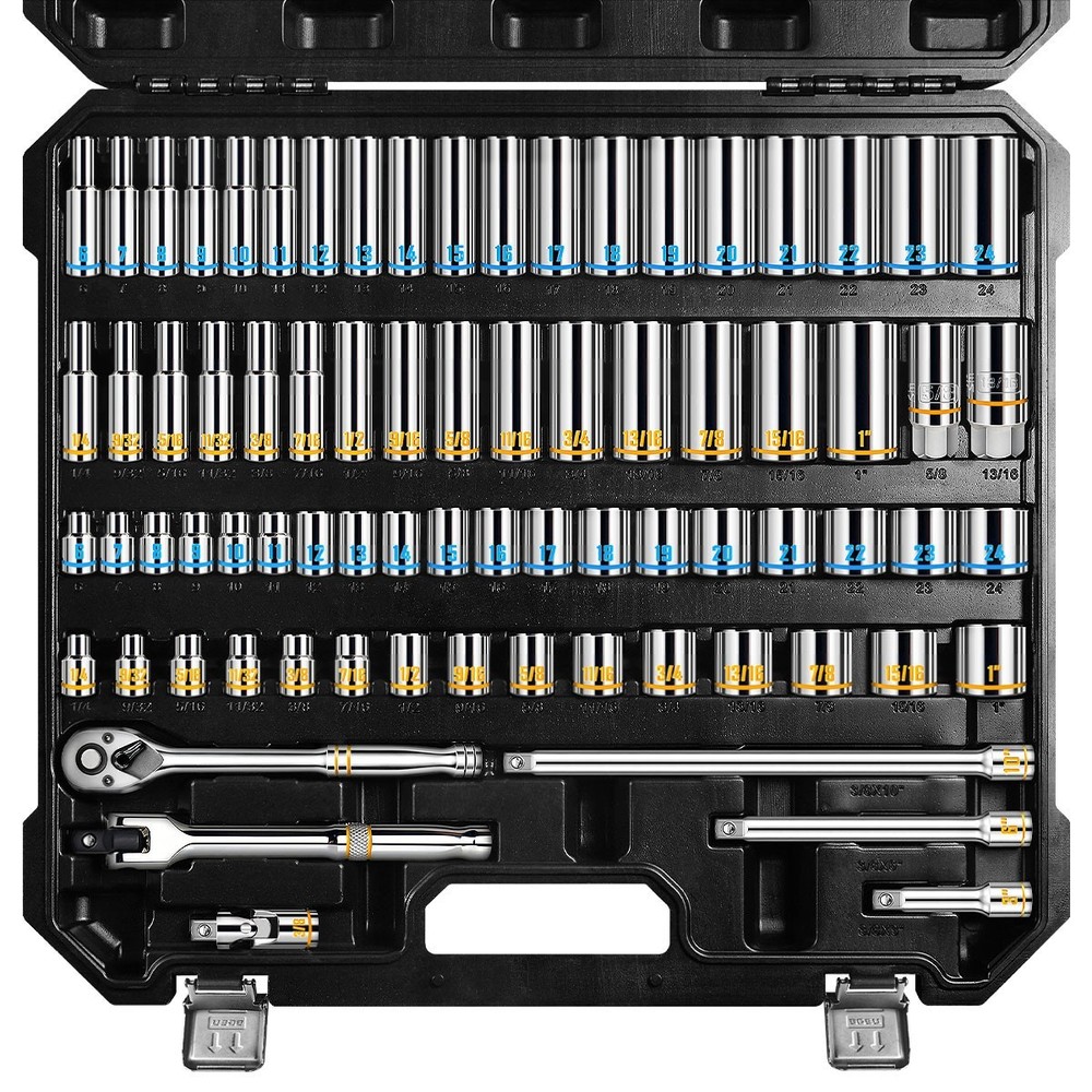 3/8-Inch Drive Socket Wrench Set, 76-Piece Metric (6-24mm) & SAE (1/4" to 1")