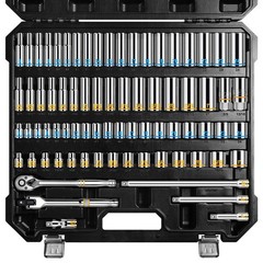 3/8-Inch Drive Socket Wrench Set, 76-Piece Metric (6-24mm) & SAE (1/4″ to 1″)