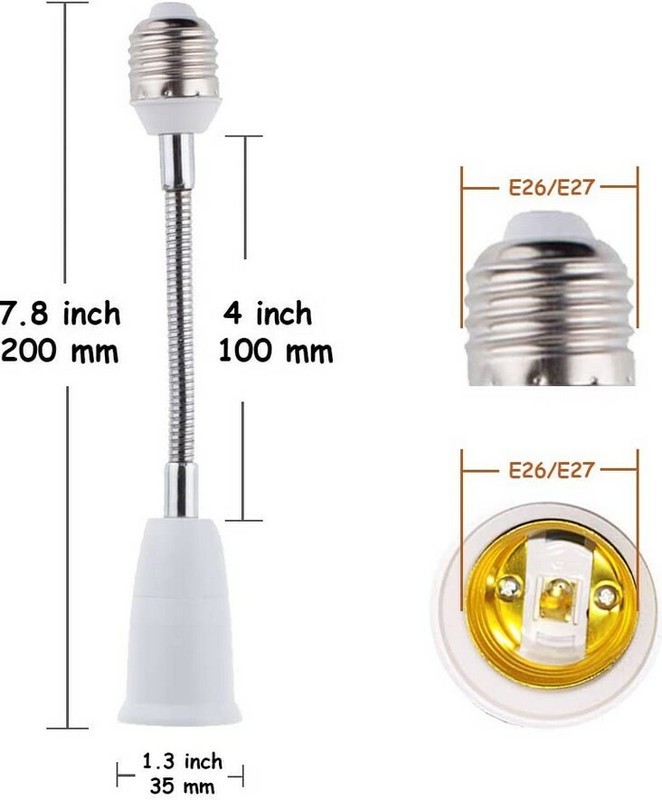 4 Pack E27 Adjustable Flexible Light Bulb Extension Socket Lamp Adapter Extender gallery
