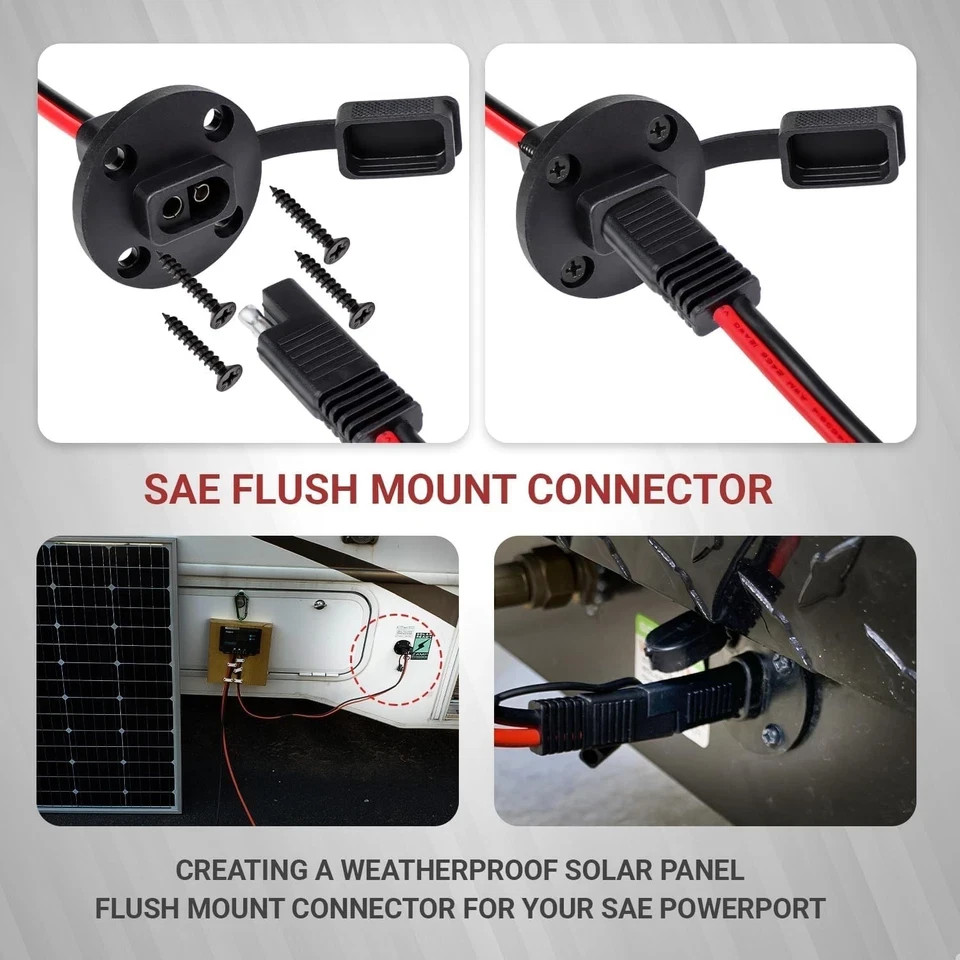 2FT 12AWG SAE Power Socket Sidewall Port Connector 2 Pin SAE Quick Connect 2 Pk gallery