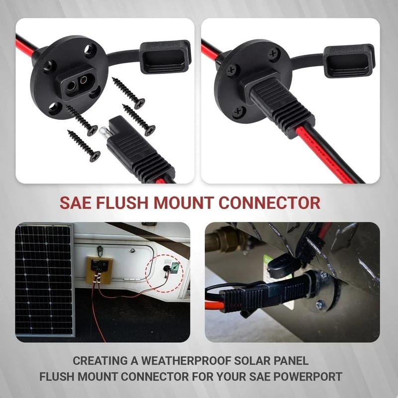 2FT 12AWG SAE Power Socket Sidewall Port Connector 2 Pin SAE Quick Connect 2 Pk gallery