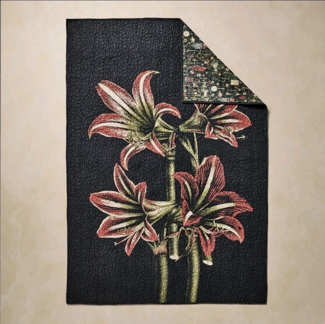 John Derian Company Quilted Throw Blanket 50x70” Target Holiday Floral NWT gallery