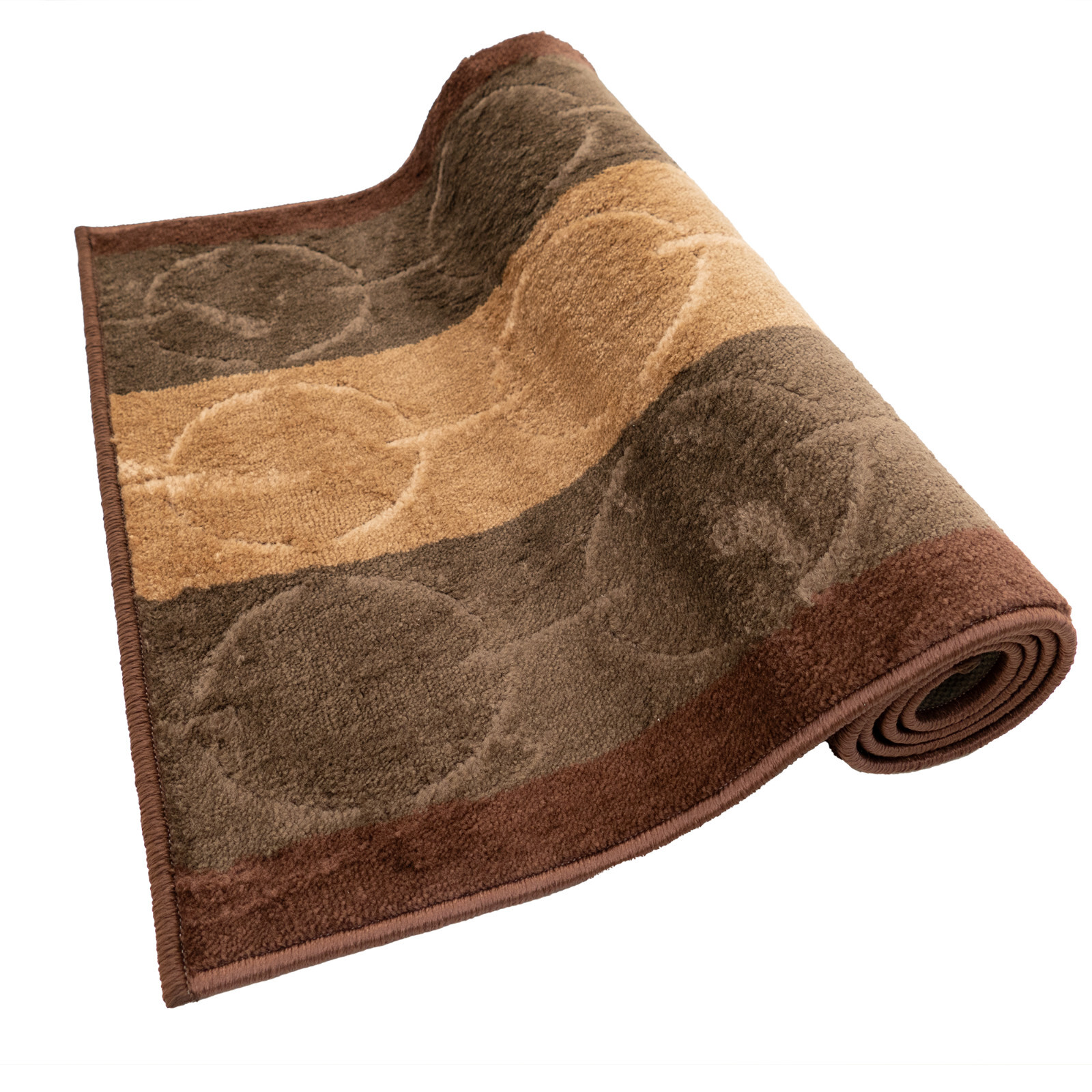 Custom Size Circle Design Brown Washable Runner Rug 26"/30"/36" Wide gallery
