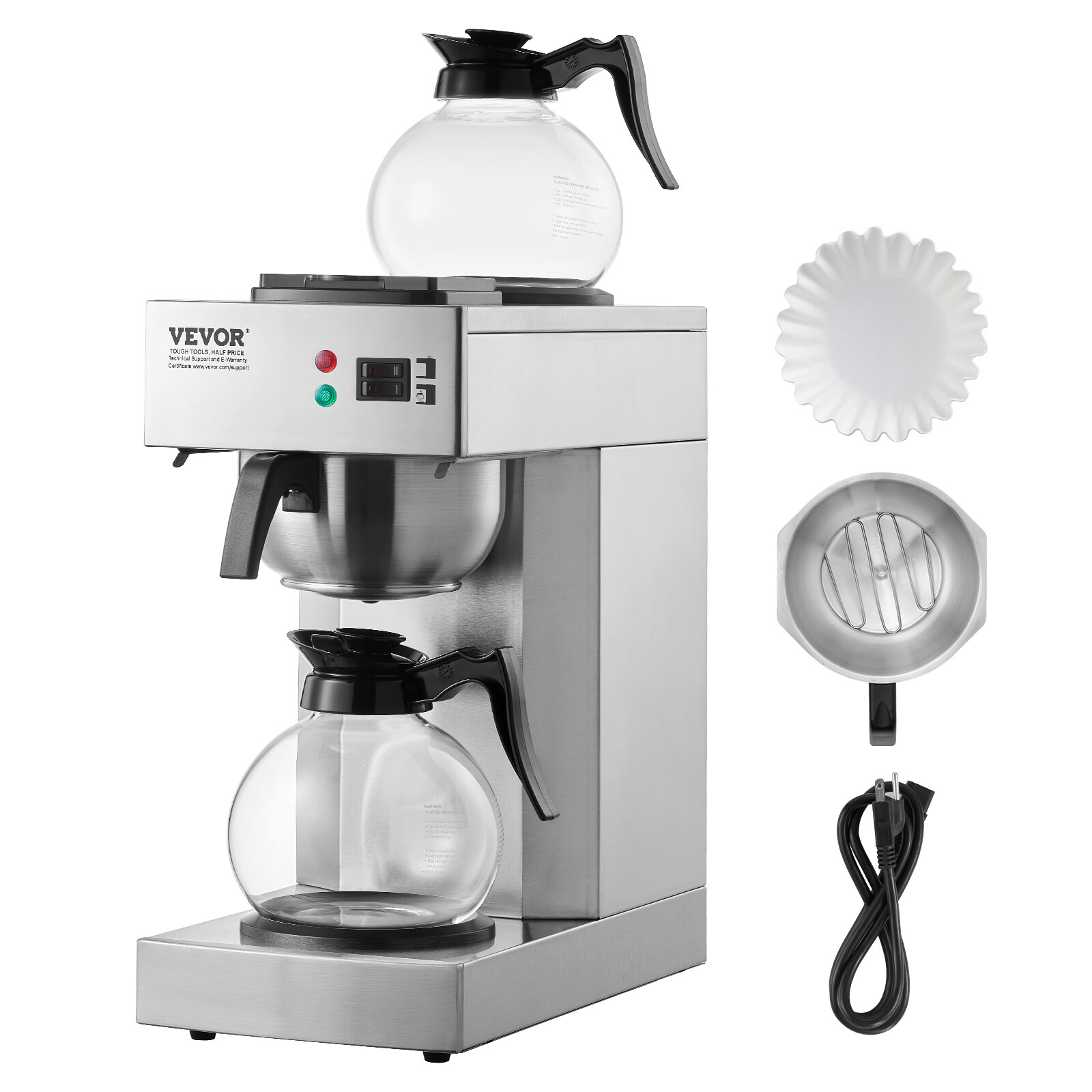 12 Cups Commercial Drip Coffee Maker Brewer w/ 2 Glass Carafes & Warmers Office gallery