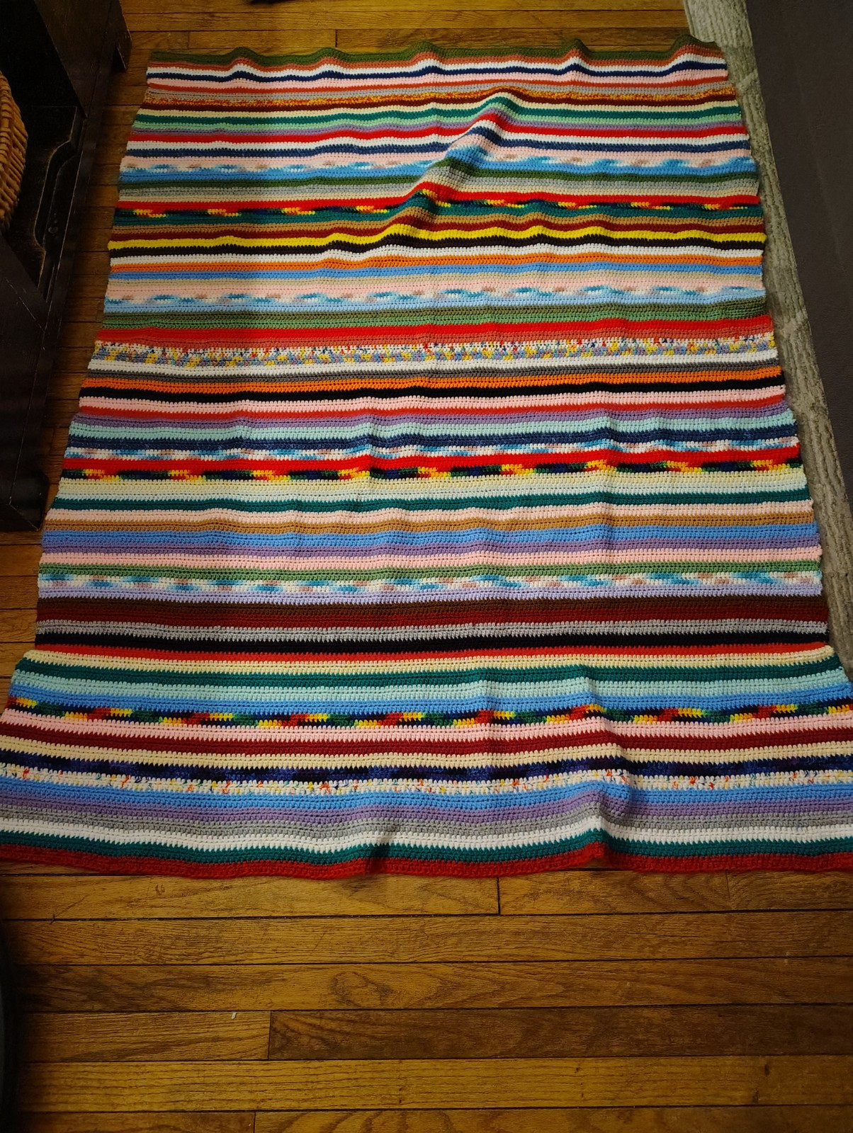 Afghan Throw Blanket Homemade Sharktooth Stripe Crochet Multicolor Granny Core gallery