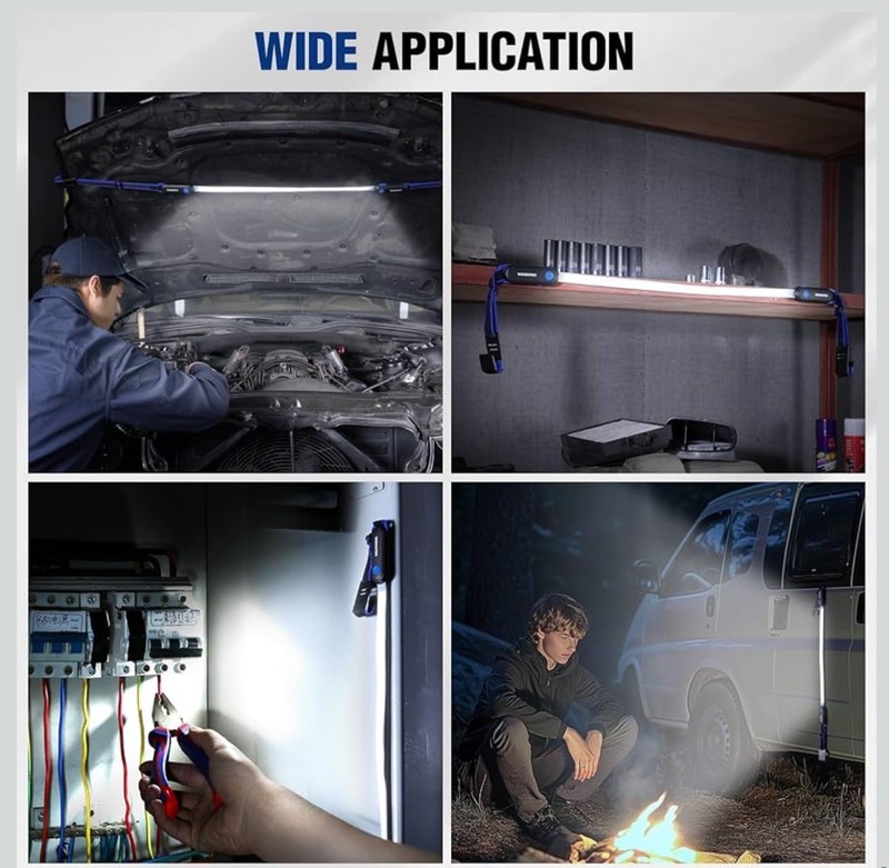 WORKPRO 200LM Rechargeable Magnetic Underhood LED Work Light 25" Long Light Bars gallery