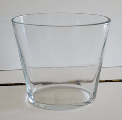 RECTANGULAR CLEAR GLASS VASE ROUNDED EDGES 6.25 BY 5.5 BY 3 INCHES