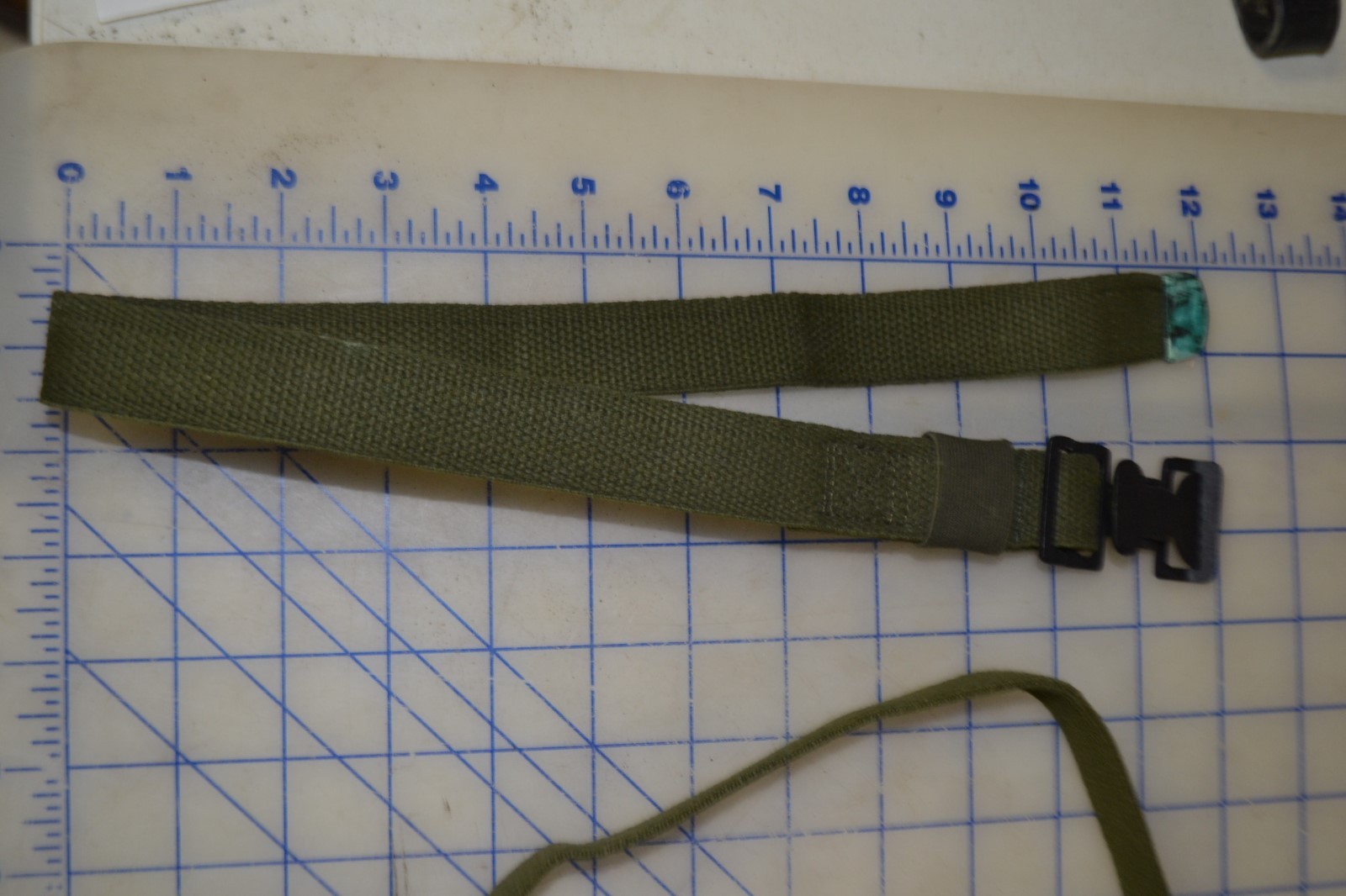 *military strap tie down cinch 24" long cotton duck webbing metal tip gallery