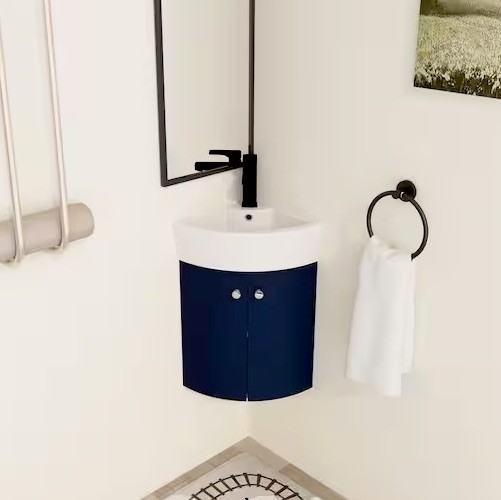 Wall Mounted Corner Single Bathroom Vanity New ARTCHIRLY With Ceramic Vanity Top gallery