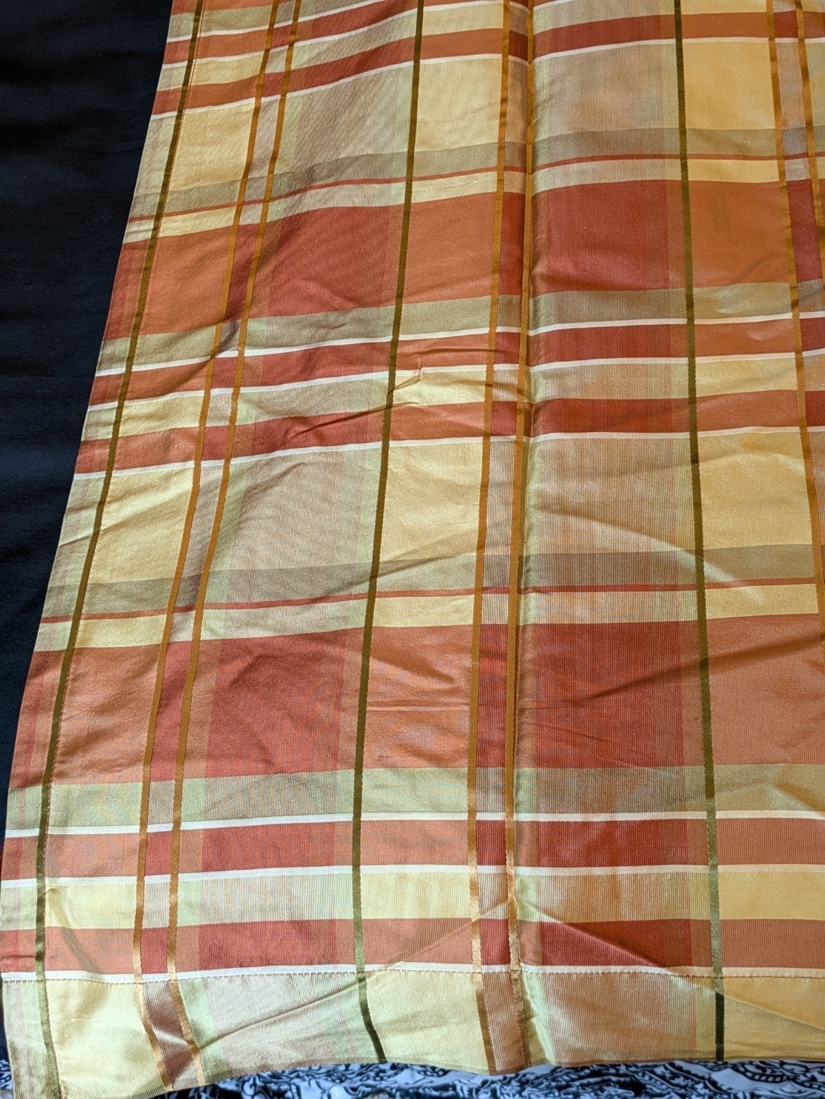 JC Penny Chris Madden Silk Curtain Panels Set of 2 Gold Rust Plaid Lined 84 x 41 gallery