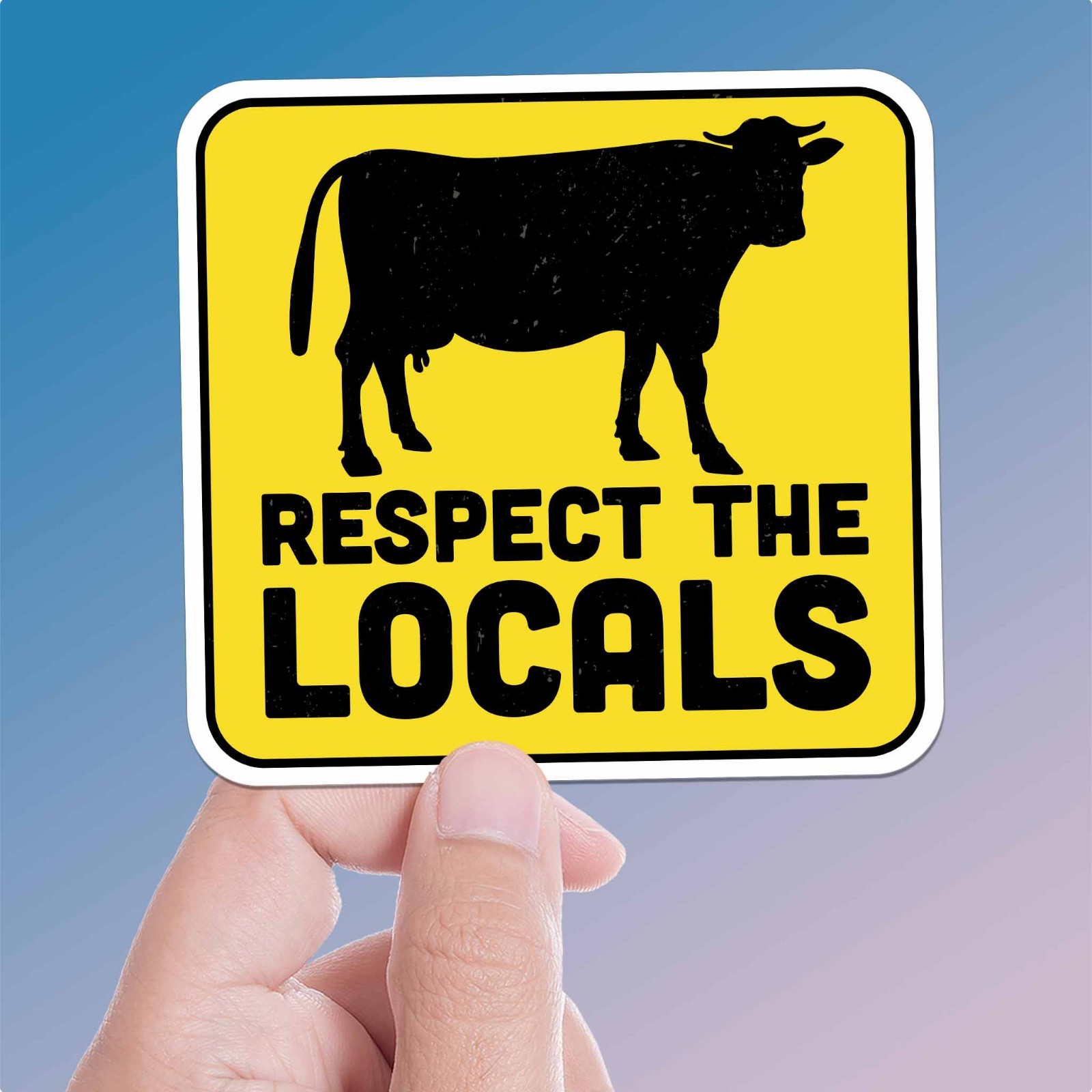 Respect the Locals Cow Bumper Sticker - Funny Farm Animal Decal for Laptop gallery